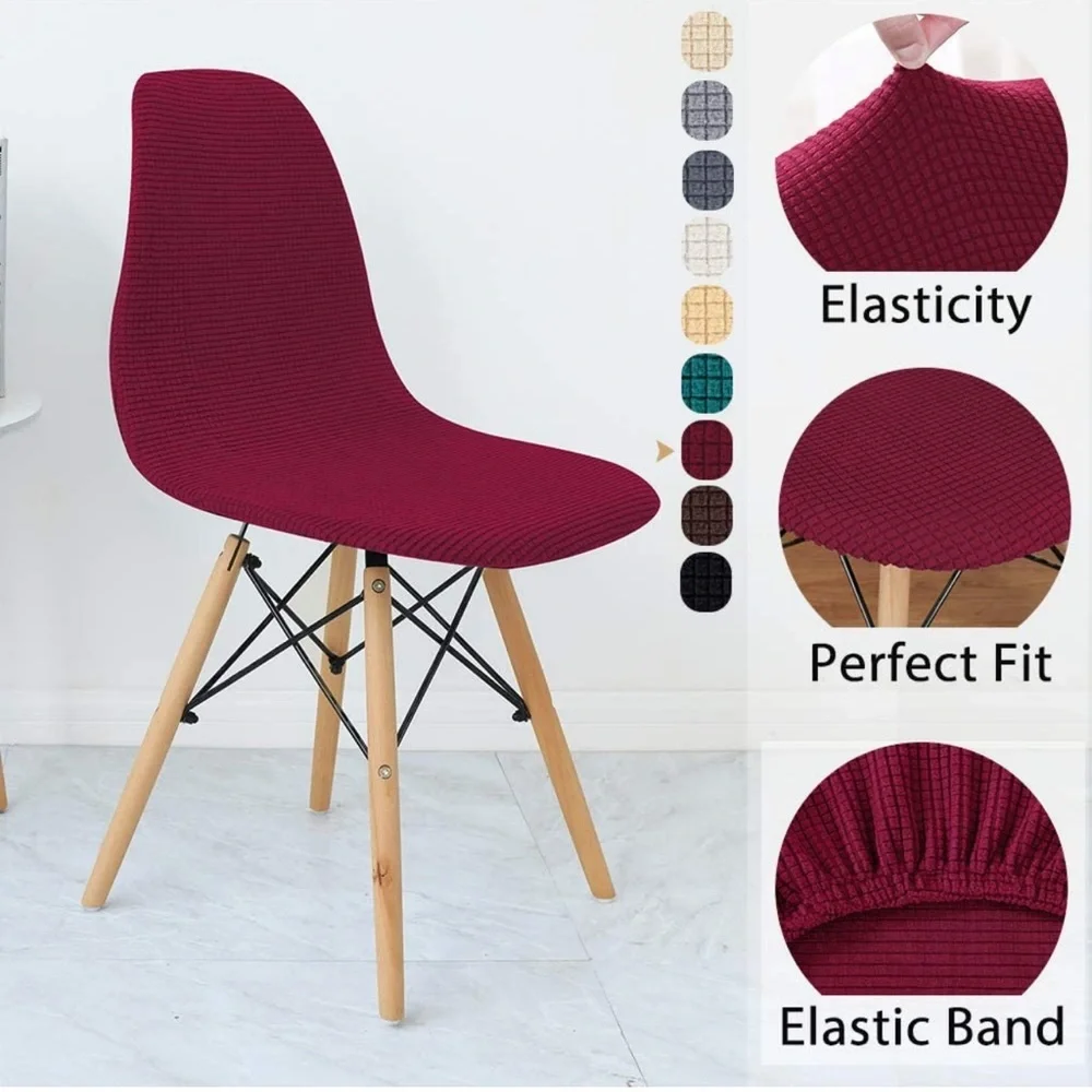 Chair Cover Mid Century Modern Style (Set of 6, Wine)
